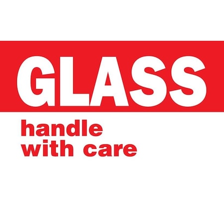 Decker Tape Products Label, DL1061, GLASS HANDLE WITH CARE, 3" X 5" DL1061